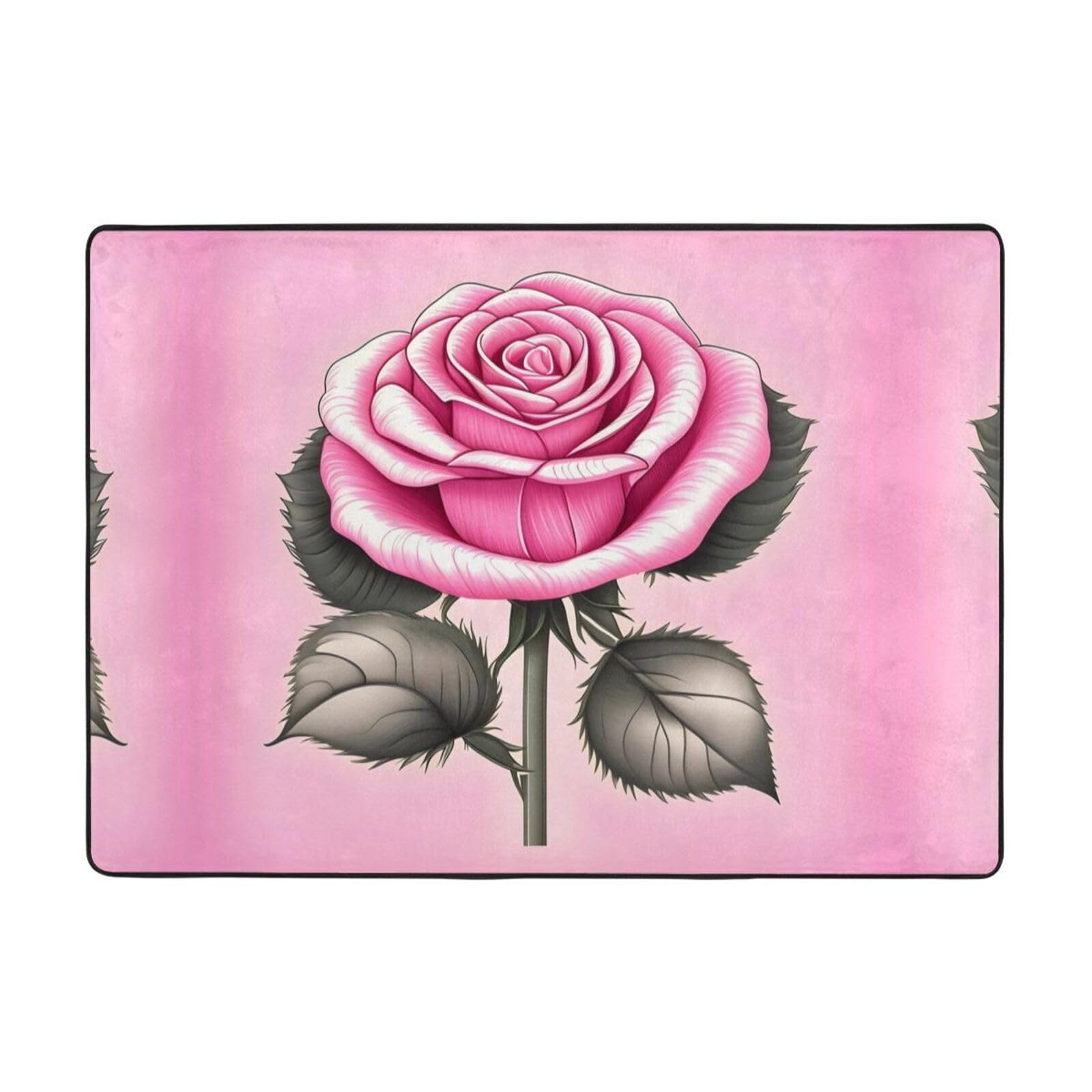 Tapis de sol en flanelle tissu résistant aux taches motif roses