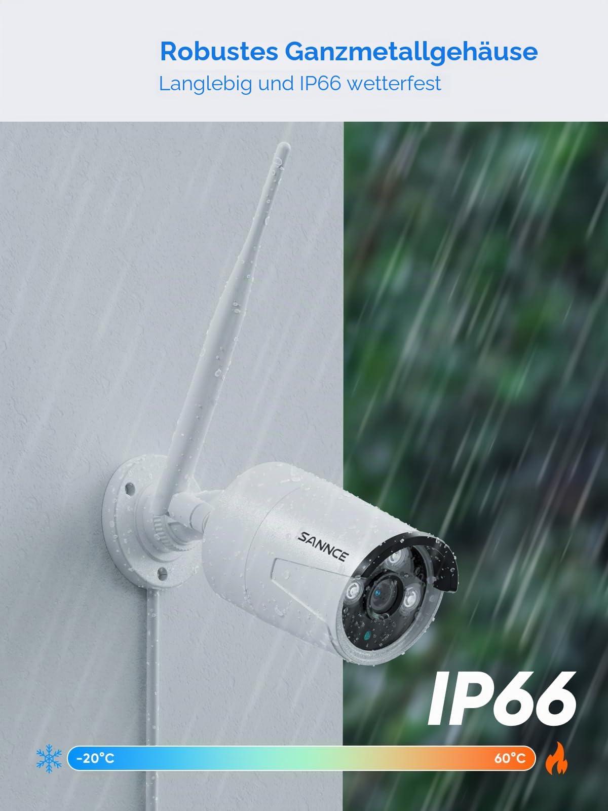 SANNCE Überwachungskamera Set mit 4 X 5MP, 10CH NVR Kabellose Überwachungskamera, AI Human Detection, IP66 Wasserdicht, Unterstützt Alexa, Zwei-Weg-Audio