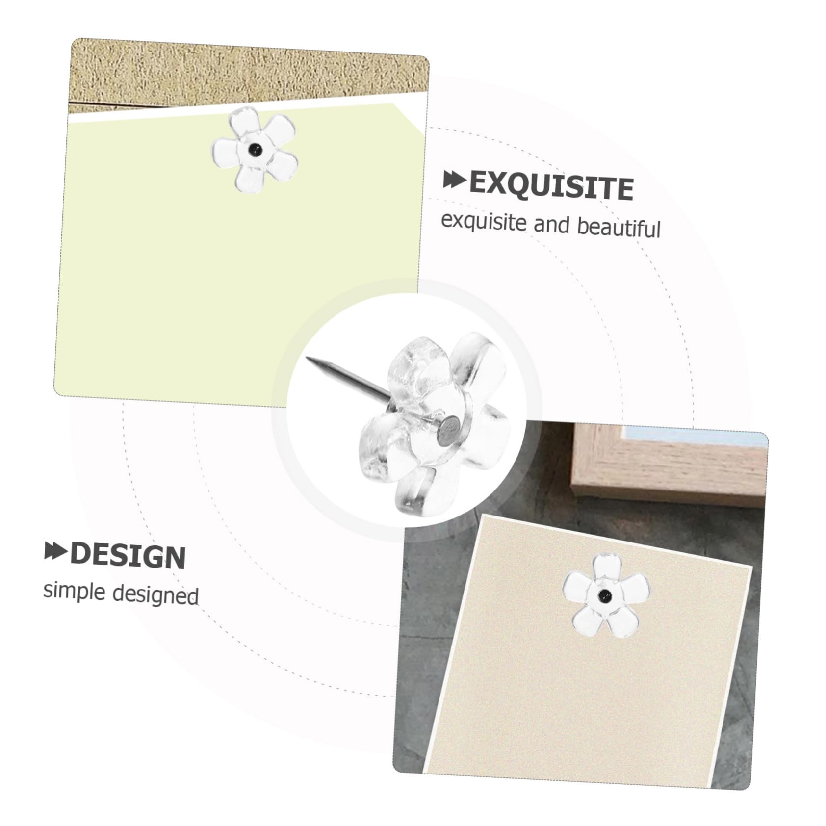 Angoily 5 Sätze Transparente Blumen Reißzwecke Büro Reißzwecken Tafeln Durchsichtige Daumen Klassenzimmer Köpfe Zum Aufhängen Wand Bulletin Whiteboard Reißzwecken 100 Stück * 5