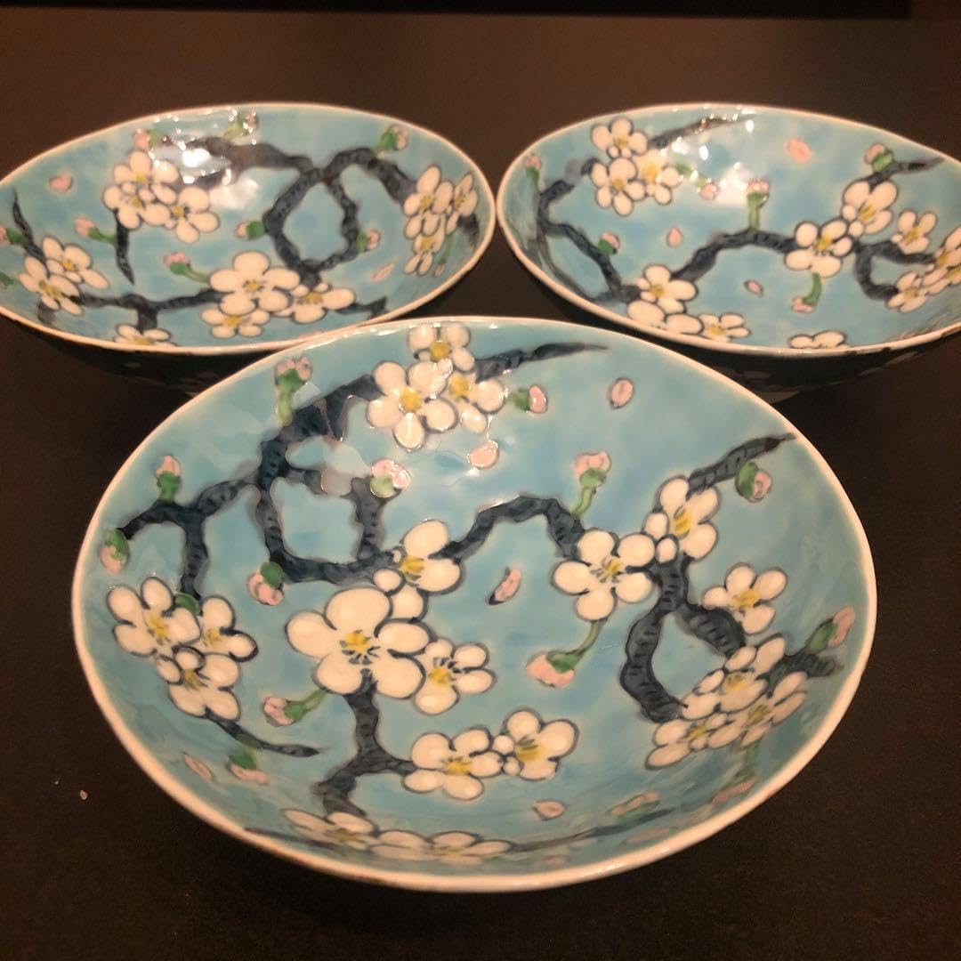専用です。3点。陶祥窯　お茶碗　平茶碗　色絵梅散らし 陶祥窯 お茶わん 3客 平茶わん 色絵梅散らし 陶祥窯 お