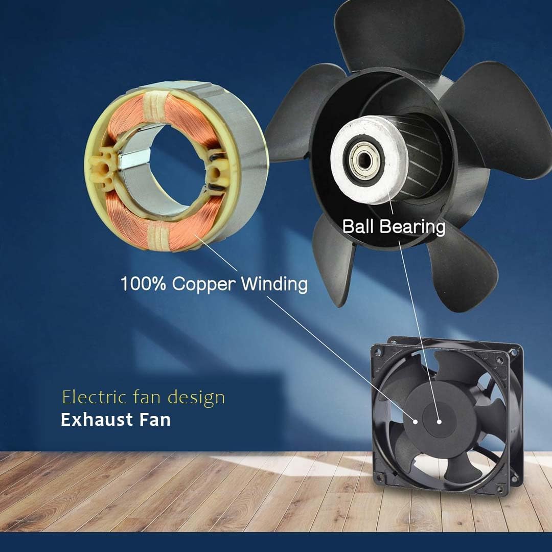 TAQA High Speed Exhaust Fan | 100% Copper Wound | 2100 RPM | 220-240V AC | Ventilation Fan for Bathroom, Kitchen, Toilet, UPS, Inverter, Fridge, Panels | 1 -Year Warranty (Black, 4 Inch Exhaust Fan) 2