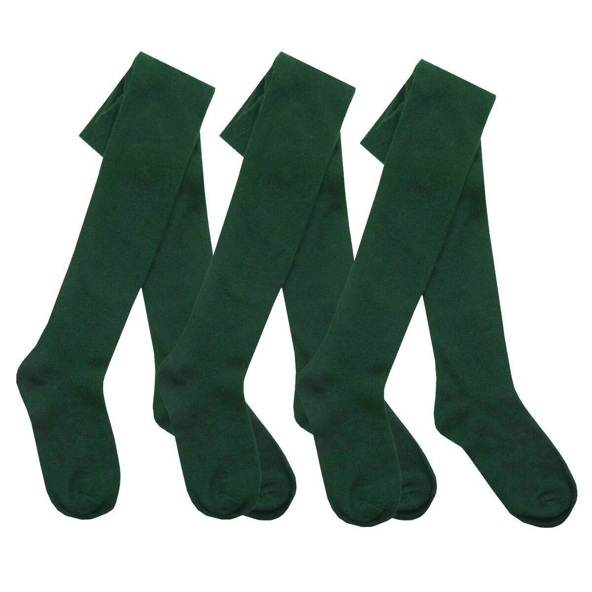 Britwear 3 x Girls Tights for School Cotton Rich Colour:Green Size:3-4 Years