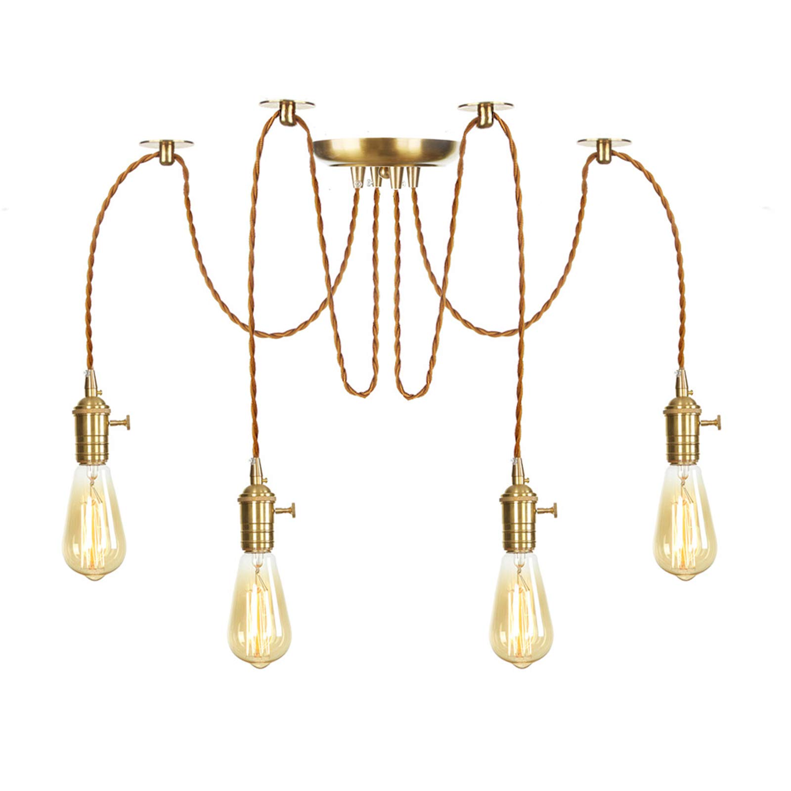 Lustre moderne simple en laiton doré 4 lumières au design épuré