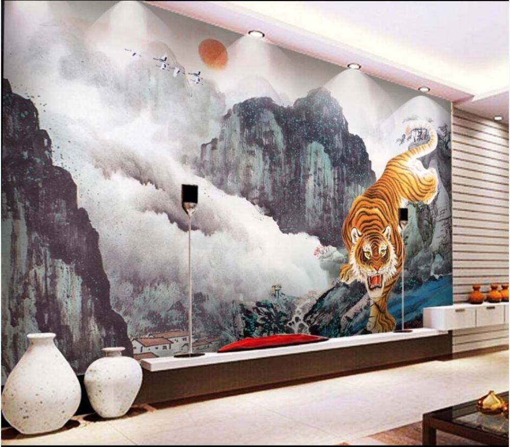 Animal Tiger 3D Wall Murals Wallpaper, 3D Wall Mural Space Decor Paintings Pre-Paste Wall Paper, Suitable For Tv Background Wall Living Room And Bedroom Removable Wall Art 140(W) X70(H) Cm