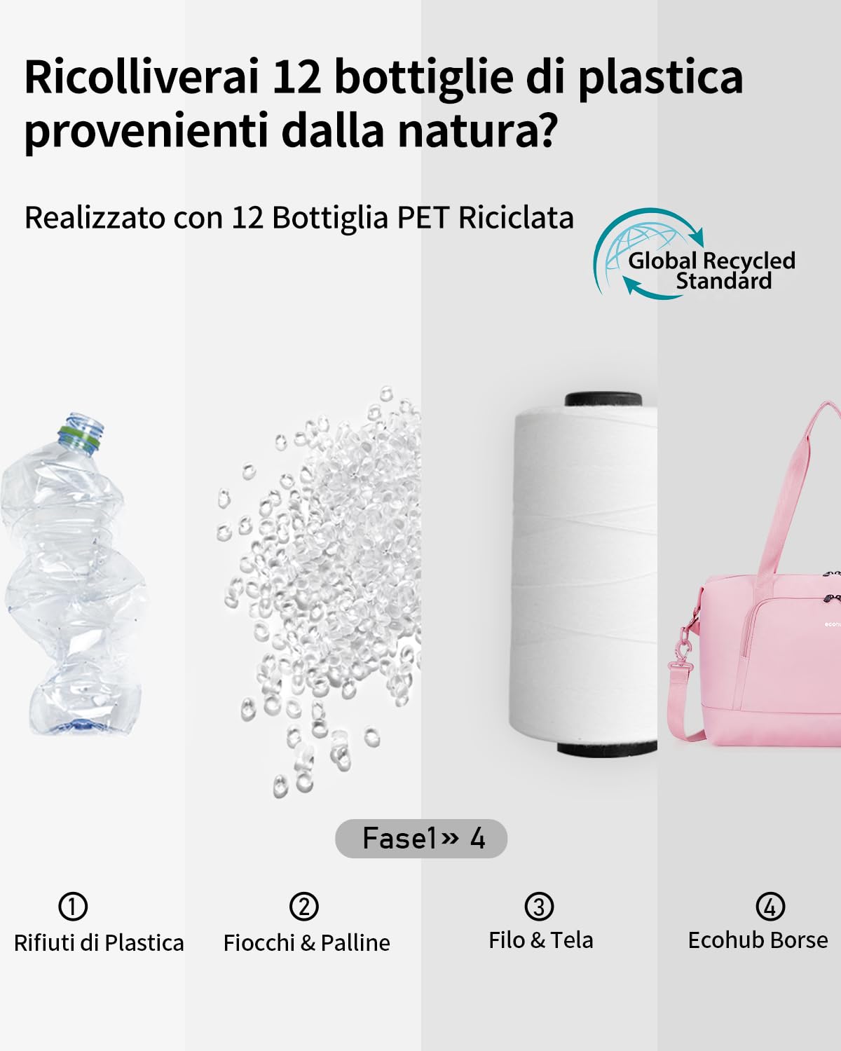 ECOHUB Borsone da Viaggio Pieghevole, Borsa da Viaggio Resistente All'acqua 40x30x20 per Ryanair, Bagaglio a Mano con Tasca Rimovibile per Oggetti Bagnati per Palestra, Aereo, Weekend,24L Rosa