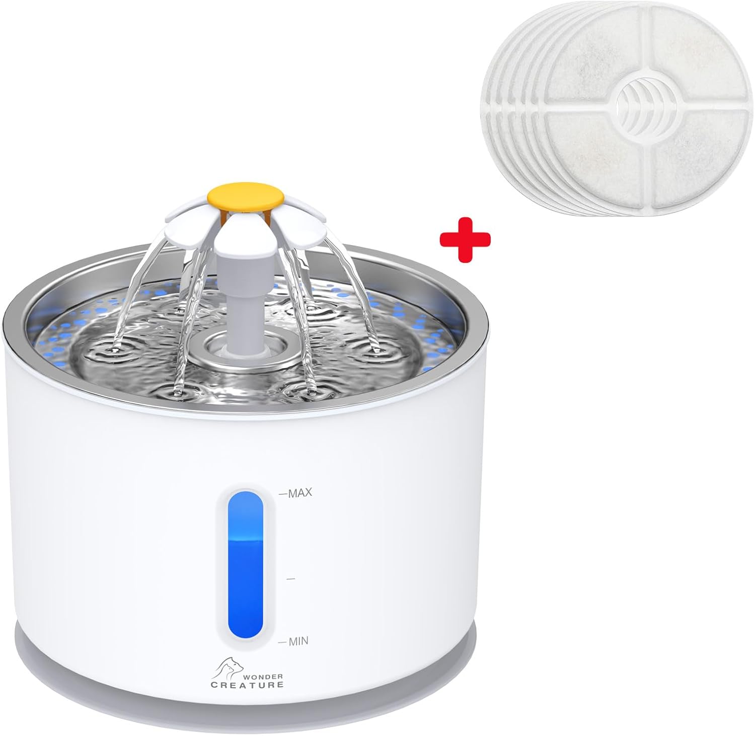 Wonder Creature Cat Water Fountain with 6 Round Carbon
