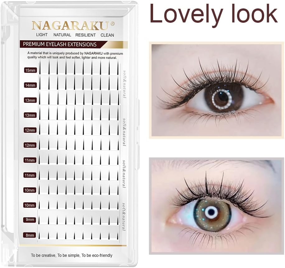 NAGARAKU Spike Eyelash Extensions Wispy Lash 0.07mm D curl 15mm Premade