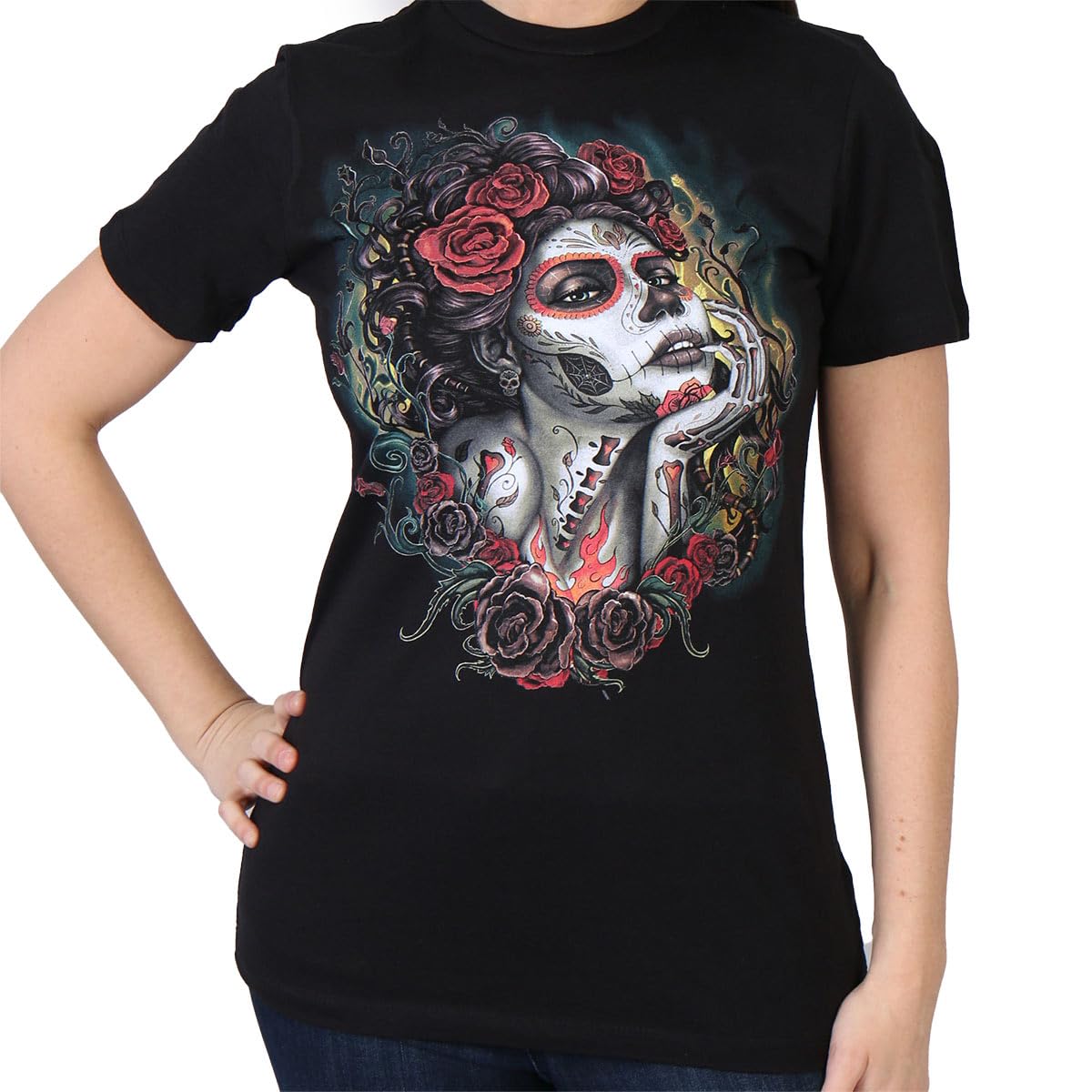 Hot Leathers 5859 Sugar Ladies Biker T-Shirt (Black, XX-Large)