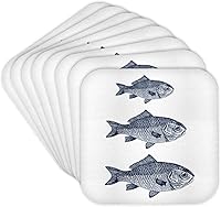 Vista 8 de 3dRose CST_164697_1 Tres Blue Fish Beach Theme Art - Posavasos suaves, juego de 4