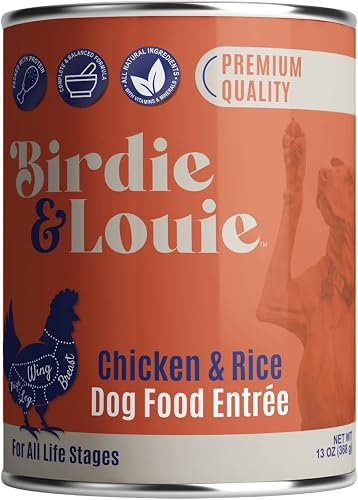Birdie & Louie Wet Dog Food Real Chicken and Rice 12-Pack 13 oz Cans