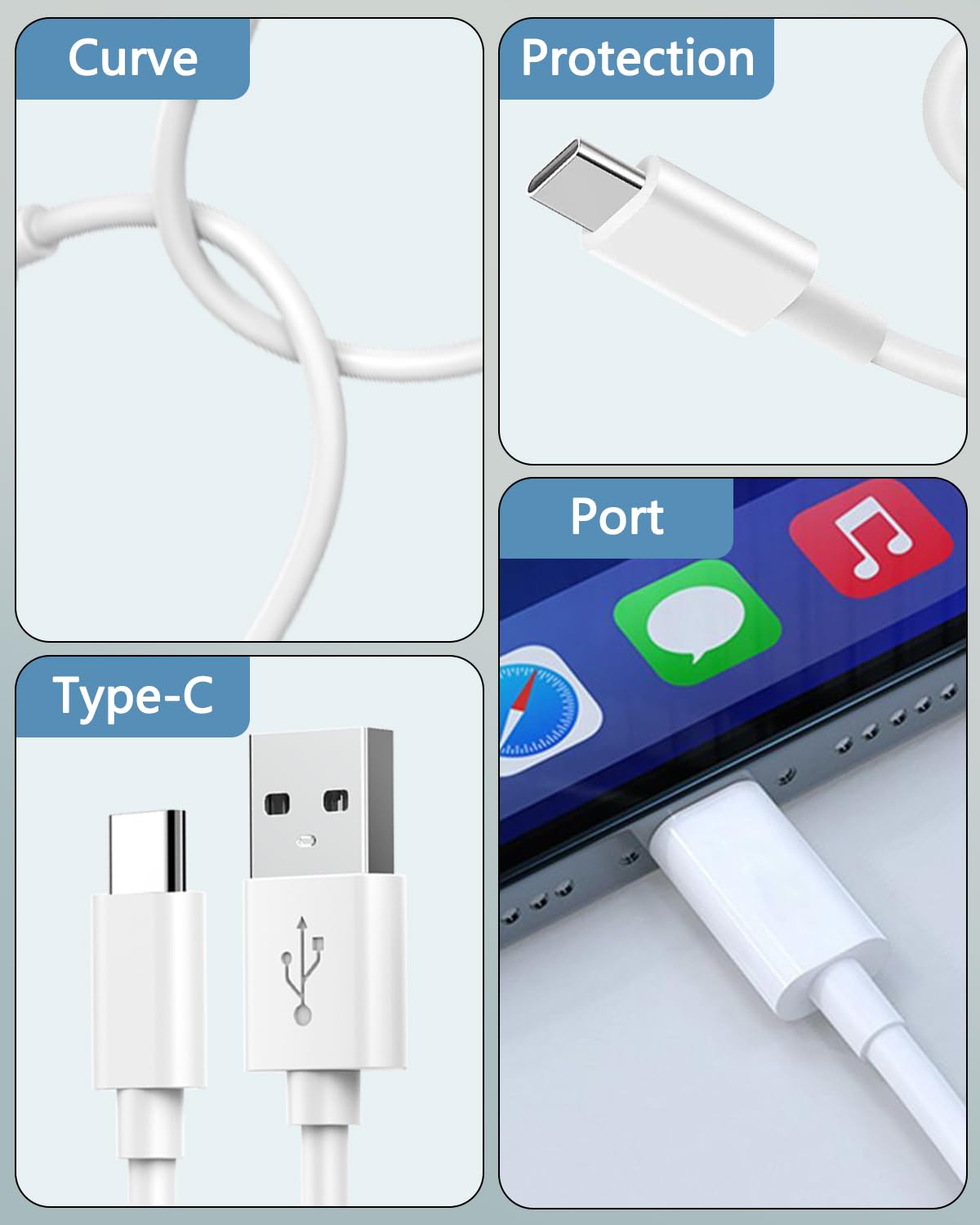 Carplay Cable USB C Carga Rapida para iPhone 17 16 15 Coche, 2Pack 1M Cable USB a USB C para Apple Carplay y Android Auto, cable USB Tipo C Carga Rapida para iPhone 15 16 17 Pro Max/Plus/16e, iPad Air