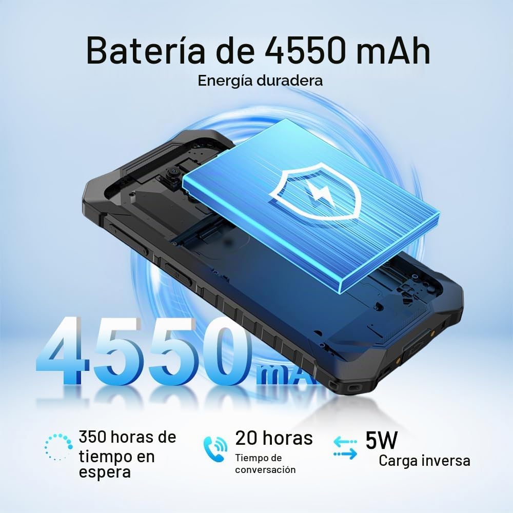 RugKing 2 Pro Móvil Irrompible Android 15, 4G Móvil Indestructible con IA, 8GB+128GB/2TB, 5.45" HD+, 13MP+5MP, 4550mAh, Smartphone Impermeable IP68, 4G Doble SIM/5G WiFi/NFC/OTG/GPS/FM,Naranja