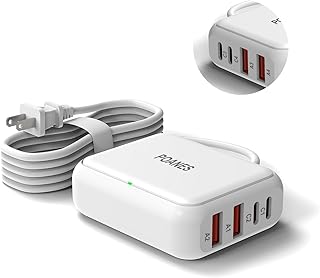 8-Port USB Charger, Multi-Port Travel USB C Charger, Mini Charging Station with USB C and USB A Ports, Charging Station Block for Traveling, Camping Compatible with Phone, Earbud (White)