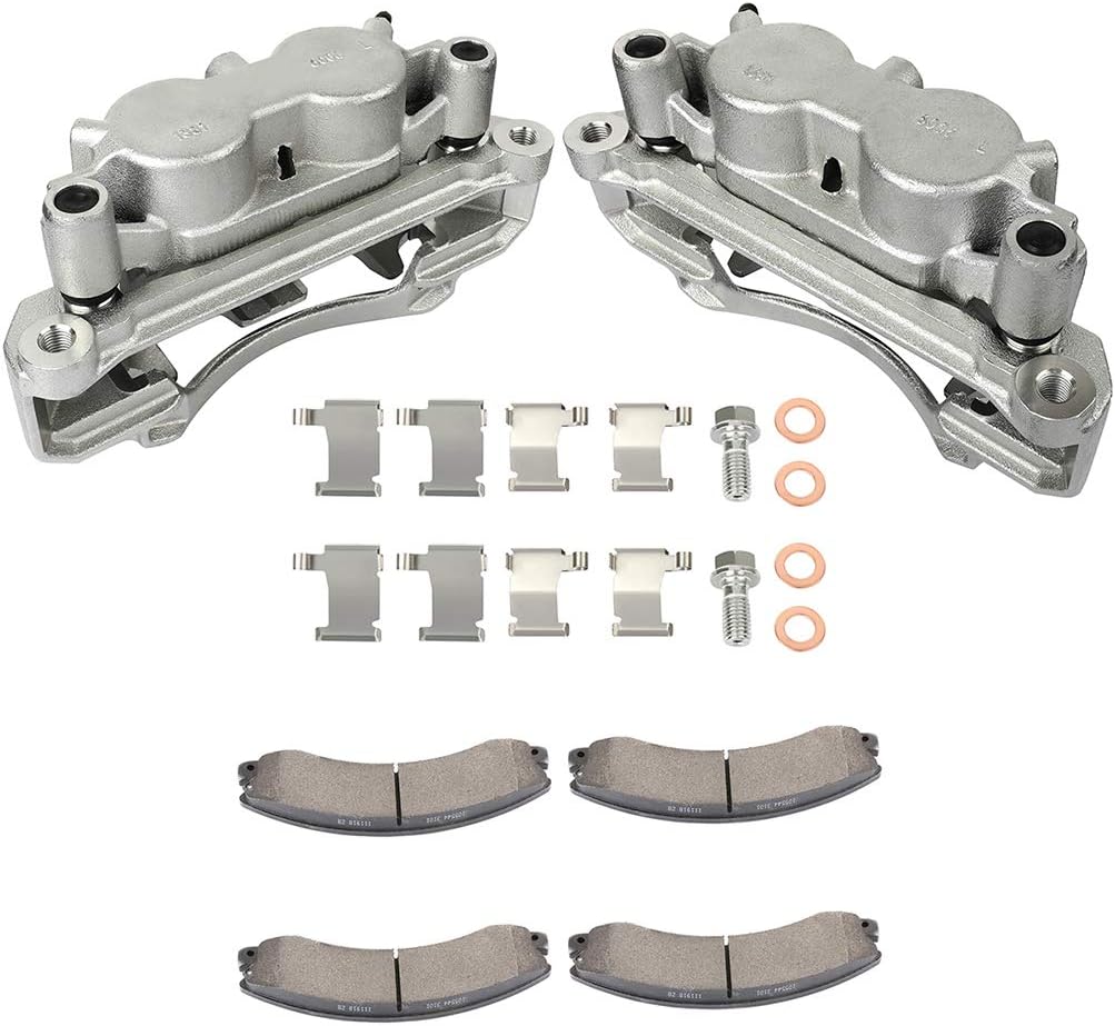 AINTIER Automotive Replacement Brake Kits Silvery Front 2 Brake Calipers & 4 Pads Fit For Chevrolet Silverado 2500 HD 2011-2017,For Chevrolet Silverado 3500 HD 2011-2017