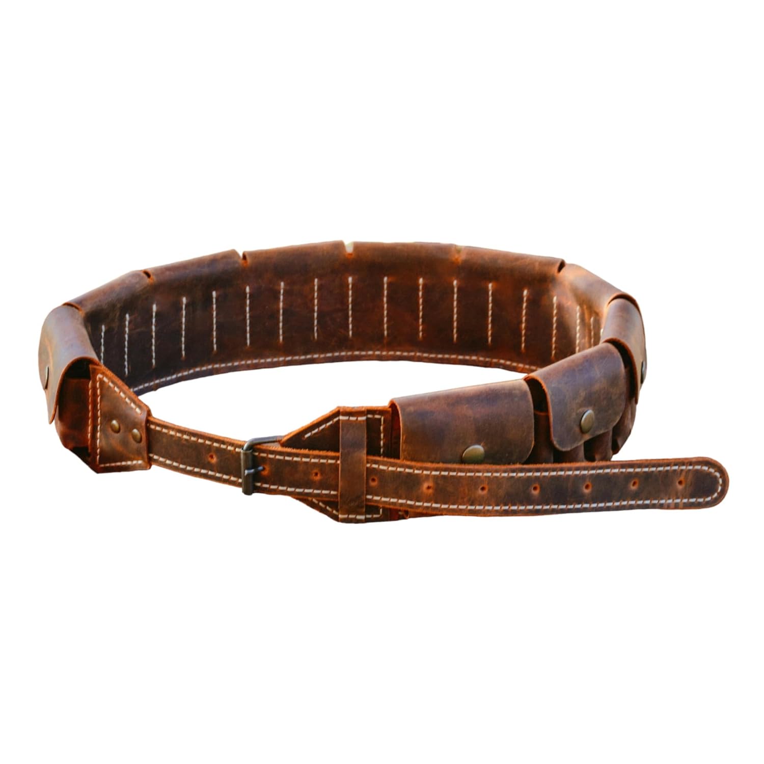 Leather Cartridge Belt Bandolier Belt Ammo Holder (47 Inches (120cm), 16 Gauge)