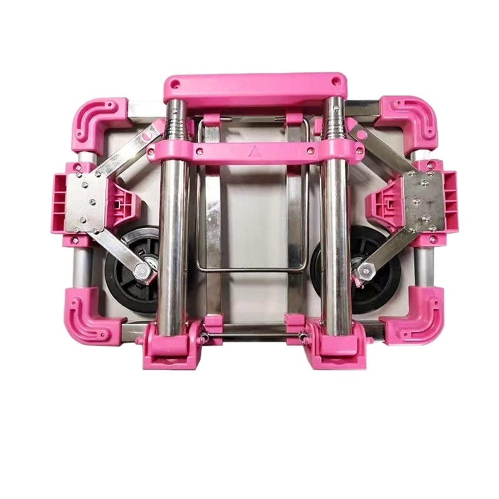 Plattformwagen Vollständig zusammenklappbares Edelstahl-Gepäckauto, Tragfähigkeit 30 kg, leicht zu tragendes Gepäck, Trolley, Koffer, Schulranzen, Einkaufswagen(Pink)
