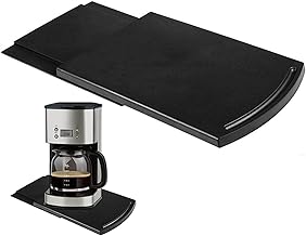 Appliance Sliding Tray for Coffee Maker, Kitchen Caddy Coffee Pot Slider, 12'' Under Cabinet Countertop Storage Sliding Shelf for Blender, Toaster Food Processors, Kitchen Aid Mixer, Black