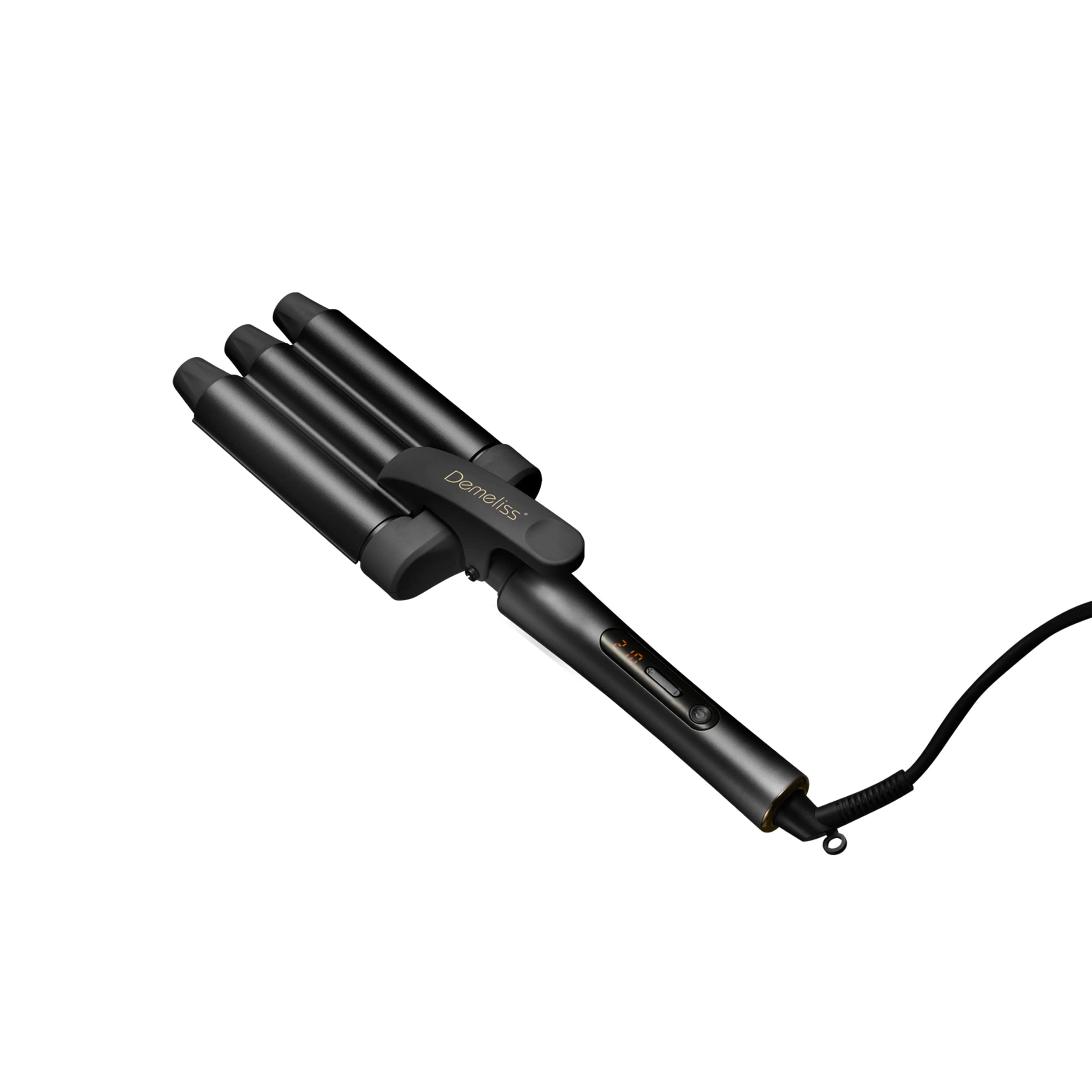Demeliss SAINT ALGUE - Rizador WAVES BLACK - Plancha Ondulada con Efecto Wavy - Revestimiento de Cerámica y Turmalina - 10 Temperaturas - Todo Tipo deCabello - Con Alfombrilla Termorresistente