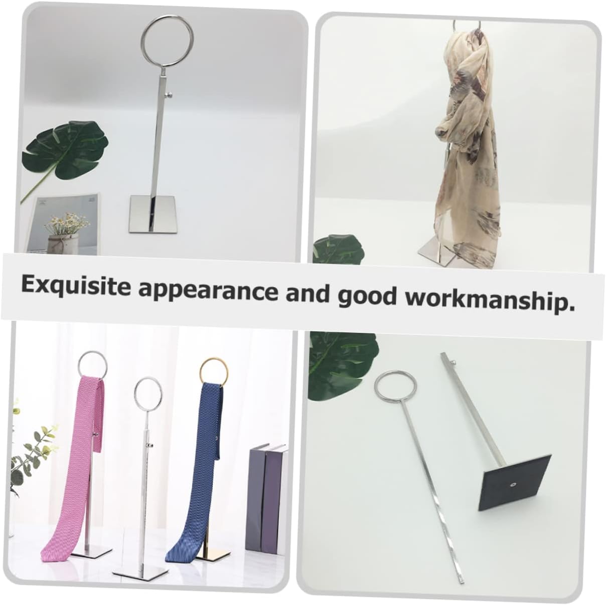 Happyyami Adjustable Metal Scarf Rack Display Single Loop Design Stainless Steel for Shawls and Ties Multi-Functional Storage Organizer for Clothing and Accessories