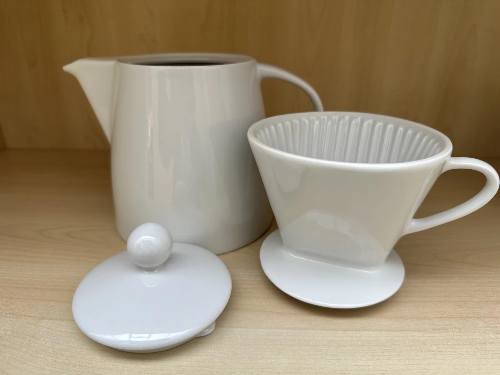 Kaffeekanne mit Deckel + Filter Porzellan Weiß 1,1 l | Made in Europe