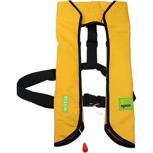 Top Safety Adult Life Jacket with Whistle - Manual Version Inflatable Lifejacket Life Vest Preserver PFD for Boating Fishing Sailing Kayaking Surfing Paddling Swimming - Adjustable Life Saving Vest