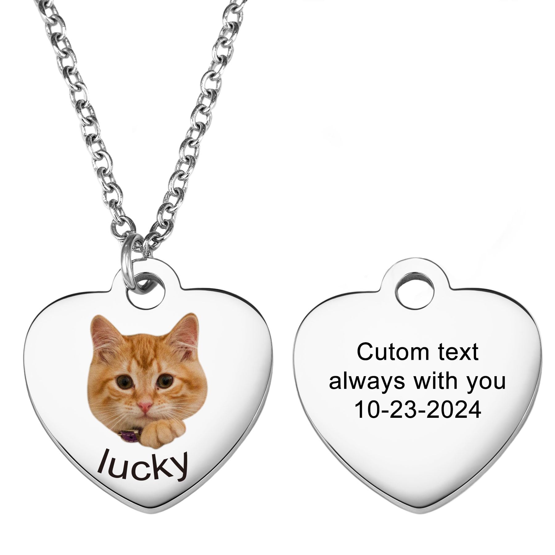 MeMeDIY Collar Retrato de Mascota Personalizado con Foto de Boceto/Imagen en Color Grabada Collar Personalizado Perro Gato Regalos para Amantes de las Mascotas