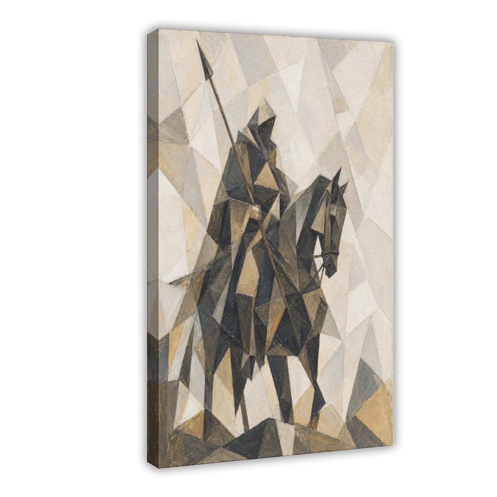 H3b8u2y5 Frame-Style-18 Geometric Horse Rider Canvas Wall Art, Cubist Gallery Wall
