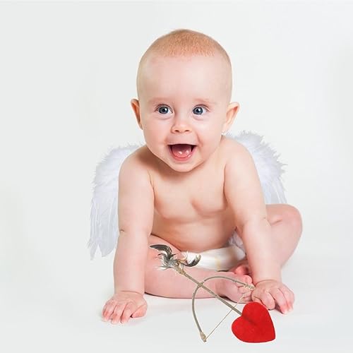 Miniatura 8 de ARTIBETTER Conjunto de disfraz de Cupido de ángel, mini juego de cupido de Cupido con lazo y flechas alas para la cabeza, conjunto de disfraz para