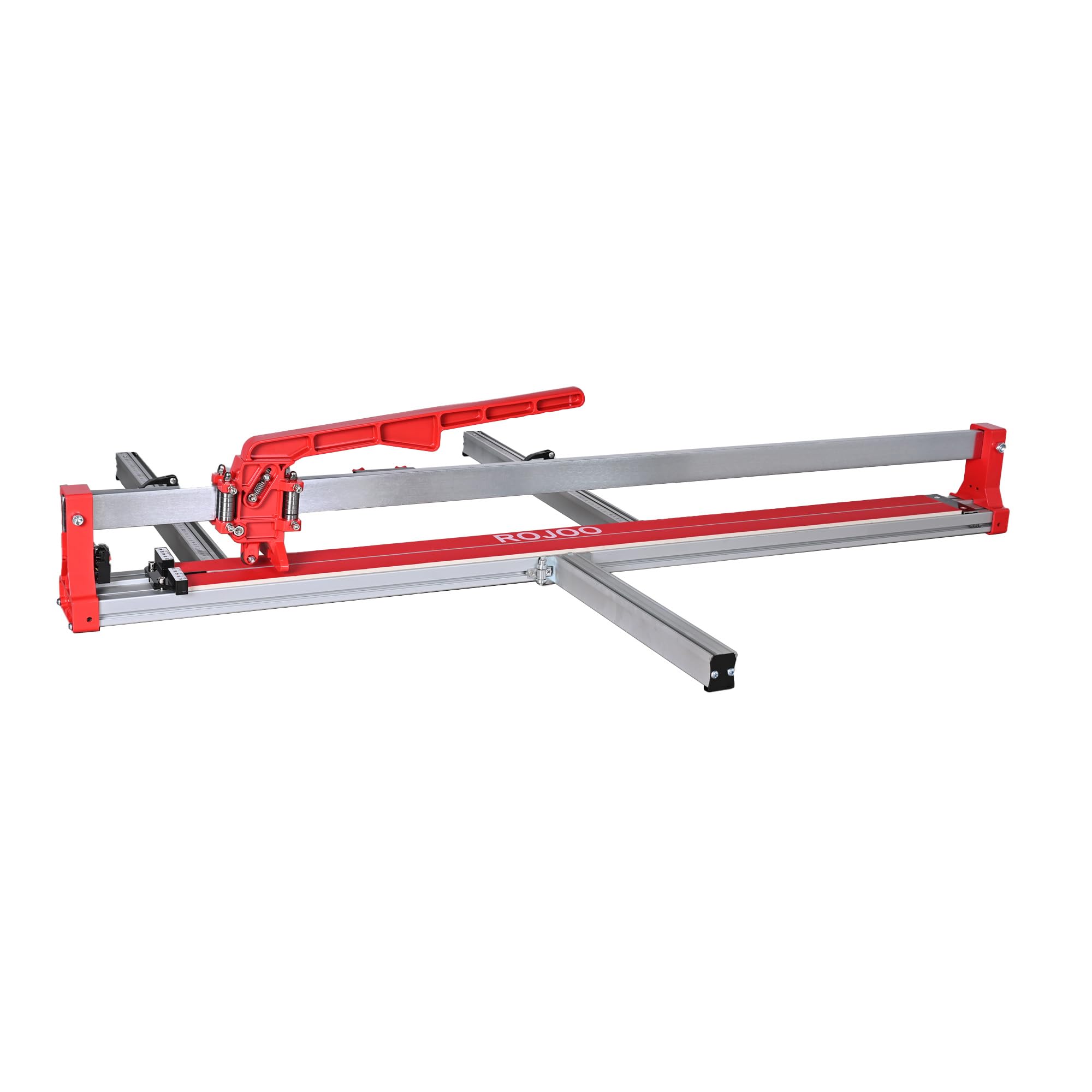 Cortador manual de azulejos de porcelana de cerámica de 1200 mm con guía deslizante, base de aluminio profesional resistente, escala de medición ajustable, rojo y plateado R2823T120 (48 pulgadas