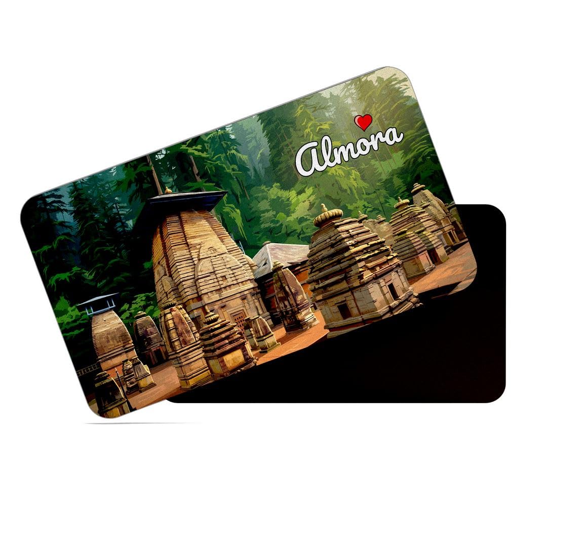 dhcrafts Rectangular Rubber Fridge Magnet/Magnetic Card Multicolor Uttarakhand Almora Design Pack of 1 (8.6cm x 5.4cm)-image-47