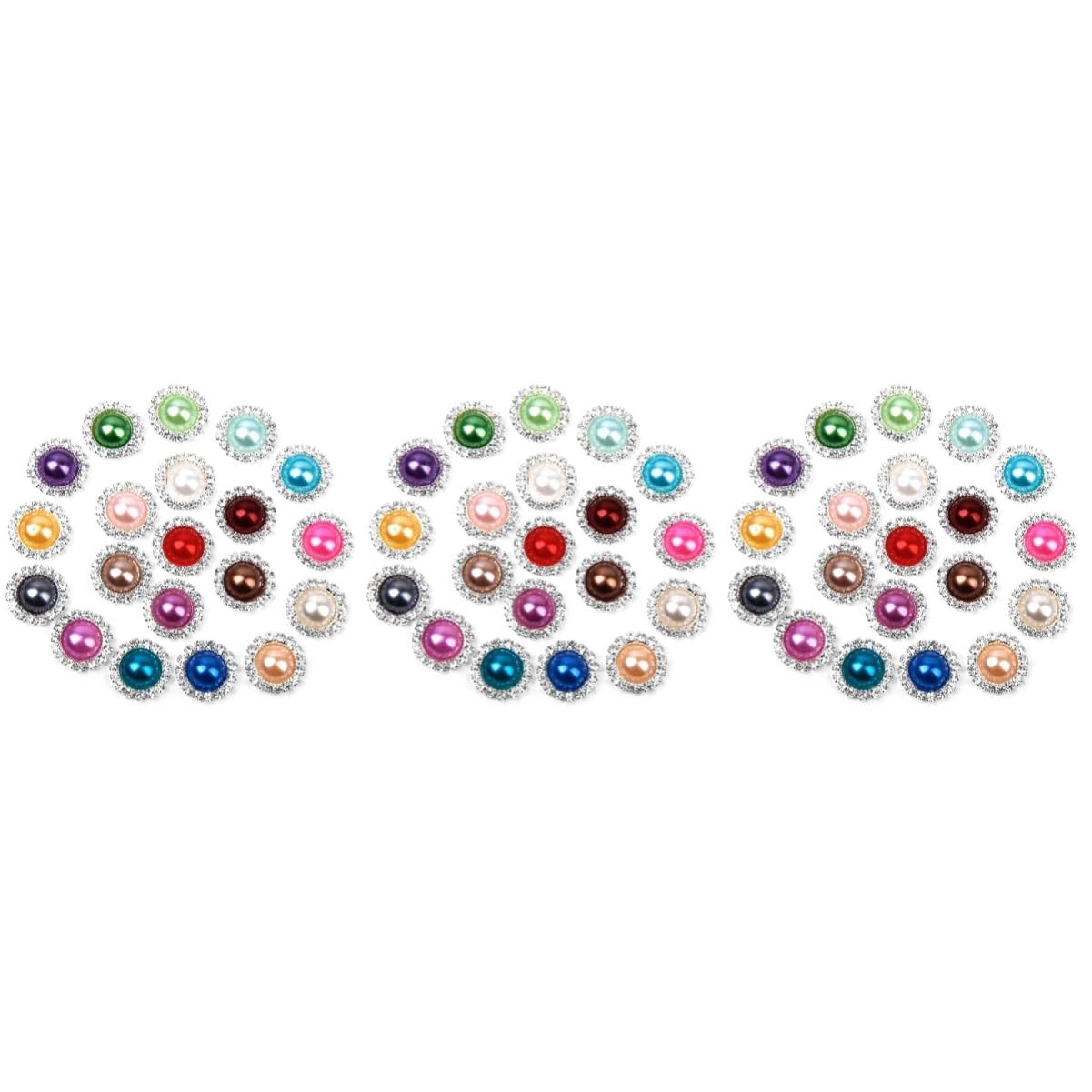 Milisten 60 pcs pearl buttons Flatback button Flatback embellishment Rhinestone button Round button apparel rhinestones