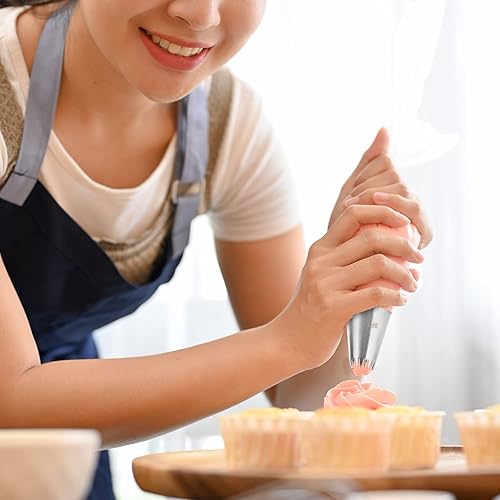 Miniatura 5 de EBBLPA - Punta de pastelería de estrella abierta de 9 pies, juego de 2 tubos de estrella francesa, juego de puntas de glaseado grandes, puntas de