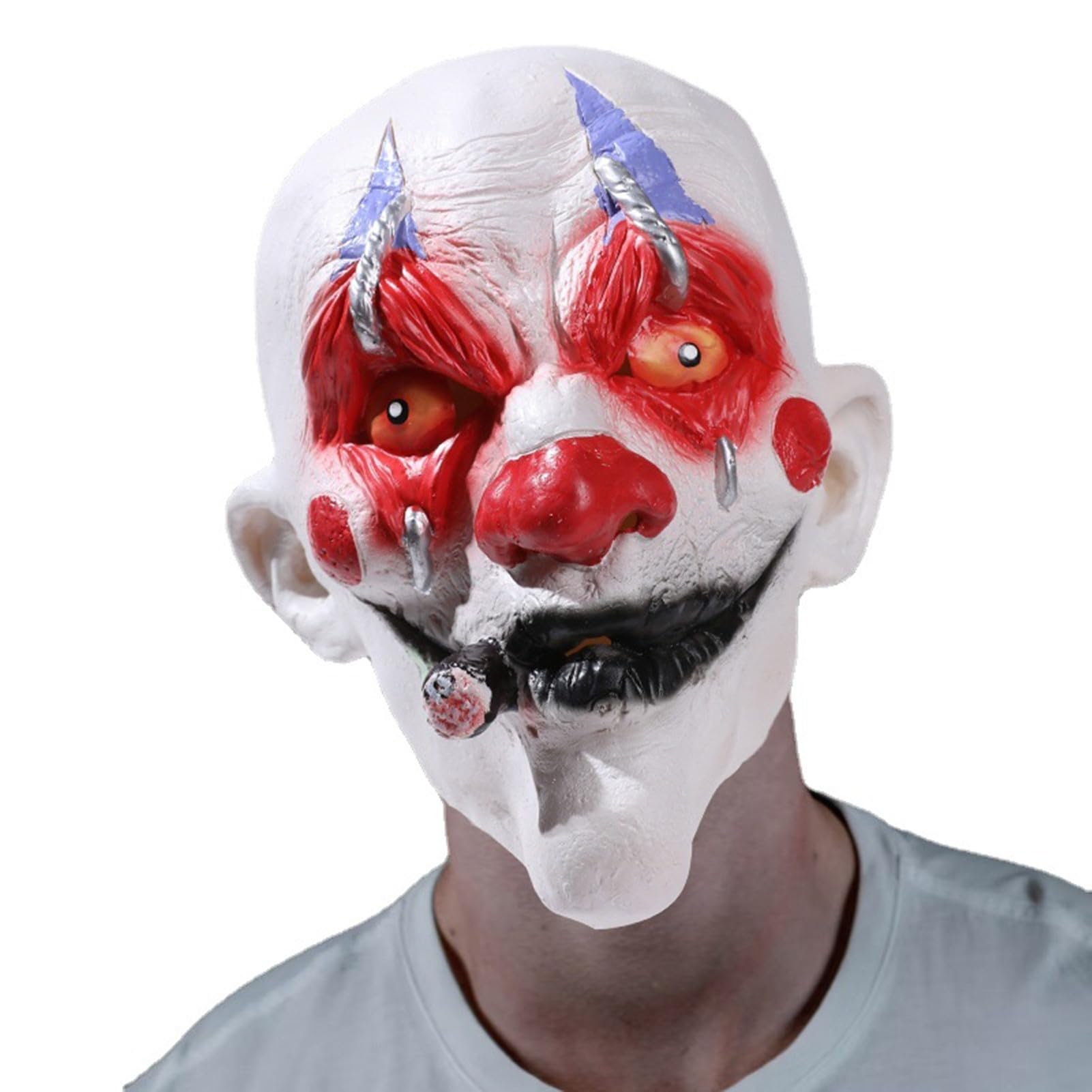Maska na głowę klauna kostium na imprezę halloweenową maski na twarz zwierzę lateks cosplay przebranie rekwizyty dla dorosłego dziecka