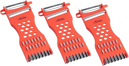 Saim Pelador de verduras, raspador de metal, rallador de frutas, herramienta multifunción para cortar verduras, frutas, pepino, papa, zanahorias,