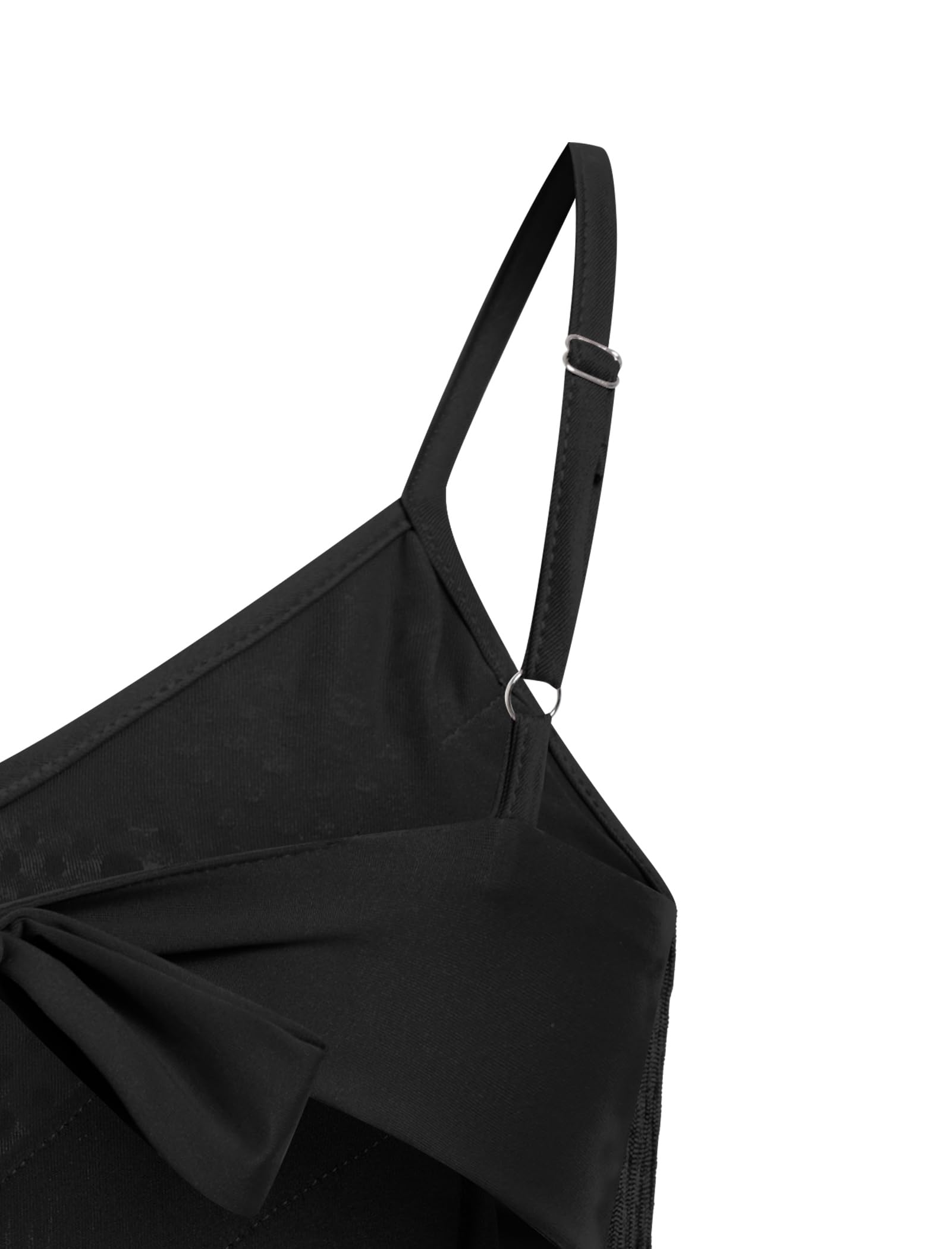 ODIZLI Damen-Tanzkleid mit Fransen, Strass, Turnanzug, verstellbare Spaghettiträger, V-Ausschnitt, Raffhalter, Salsa, Ballsaal, Tanz
