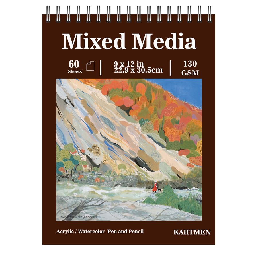 KARTMEN 9 x 12 inches Sketch Book, Top Spiral Bound Sketch Pad, 1 Pack 100-Sheets (130gsm), Acid Free Art Sketchbook Artistic Drawing Painting Writing Paper for Kids Adults Beginners Artists