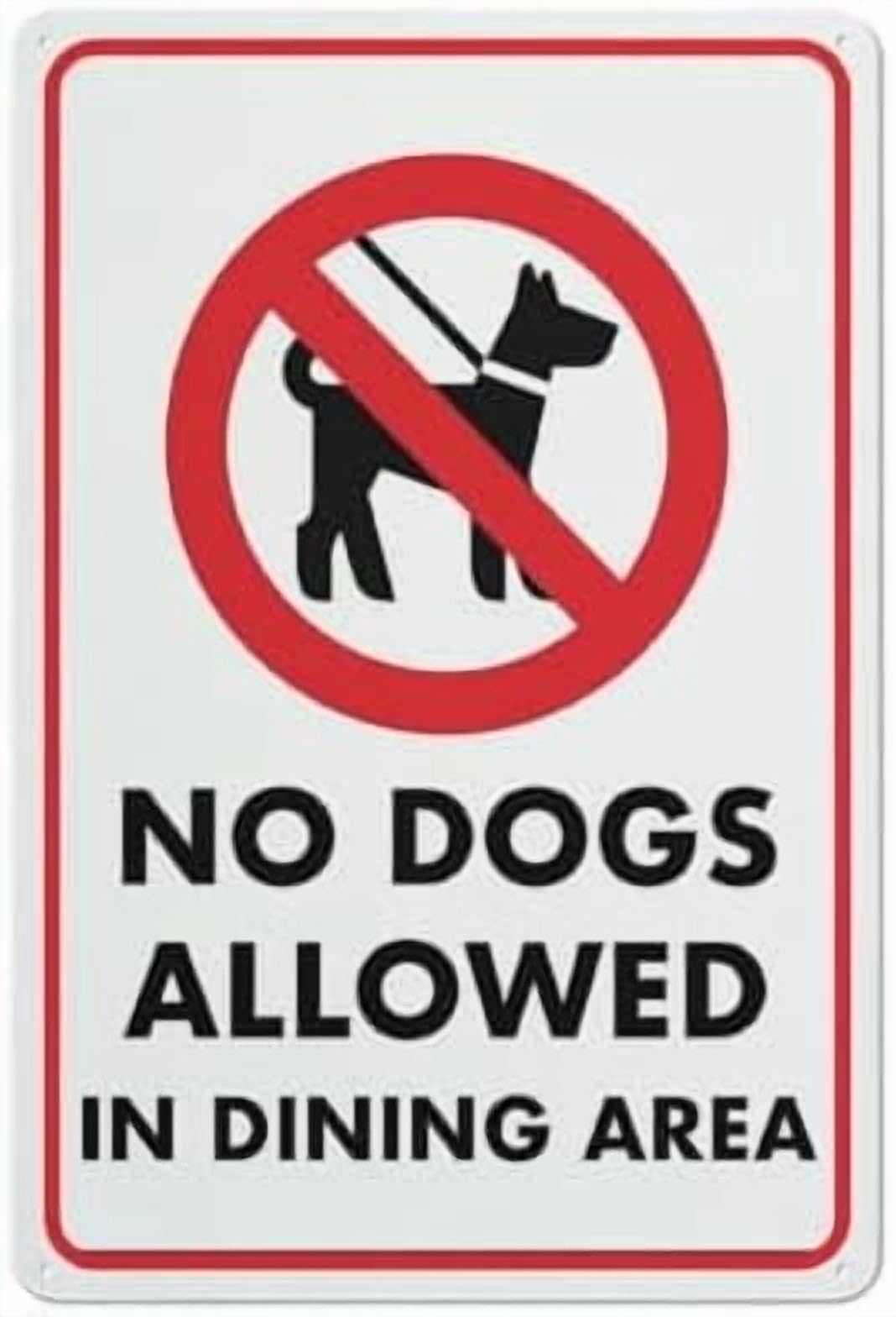 (2-Pack) Metal Tin Sign No Dogs Allowed In Dining Area Sign 8X12 Inch Rust Free Easy To Read & Sturdy Keep Out Outdoor Signs For Home Farm Yard