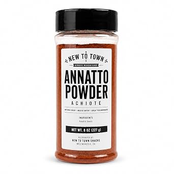 Annatto Powder 8 oz, Achiote Powder Ground Annatto Seeds, Achiote Seasoning Spice Jar, Achiote en Polvo for Latin Recipes and Coloring by New to Town