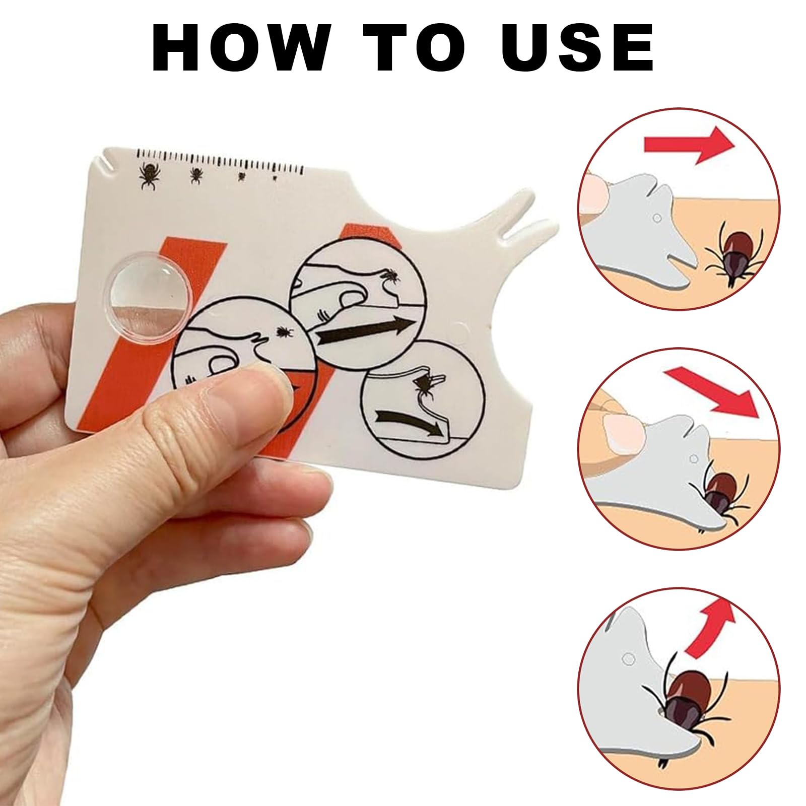 2 pièces Carte à Tiques, Carte à Tiques Homme & Enfants, avec Loupe - Rapide & Doux Enlever Les Tiques pour Chien, Homme & Animal de Compagnie | Tick Cards for Humans