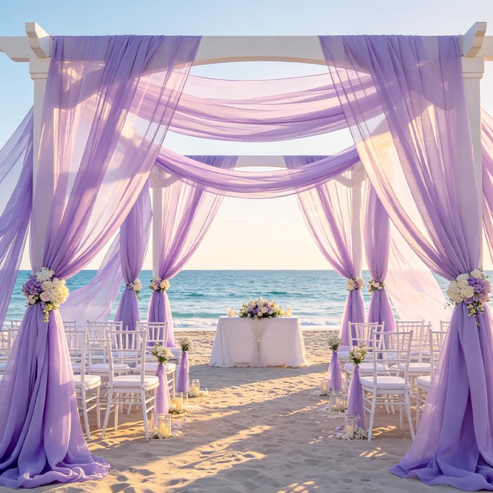 BDKMMS Wedding Arch Draping Fabric Panels, 6Pcs 118×63In Sheer Backdrop Curtains