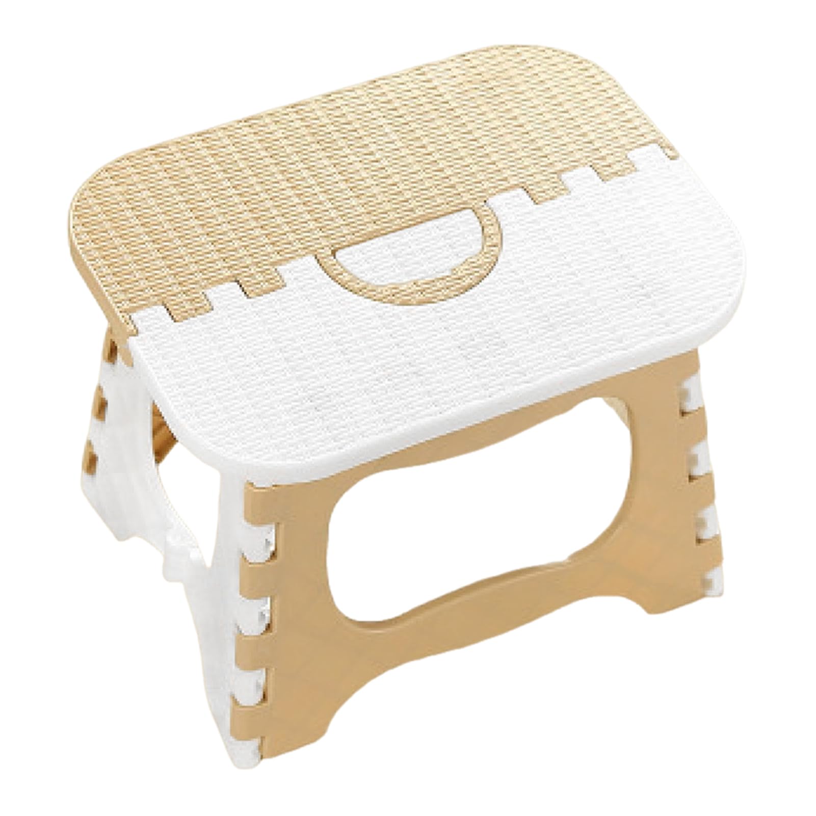 Worparsen Folding Step Stool - 300 lbs Load Capacity,Kitchen Folding Step Stools with Carrying Handle for Adults Space Saving,For Travel,Kitchen,Bathroom,Bedroom Khaki L