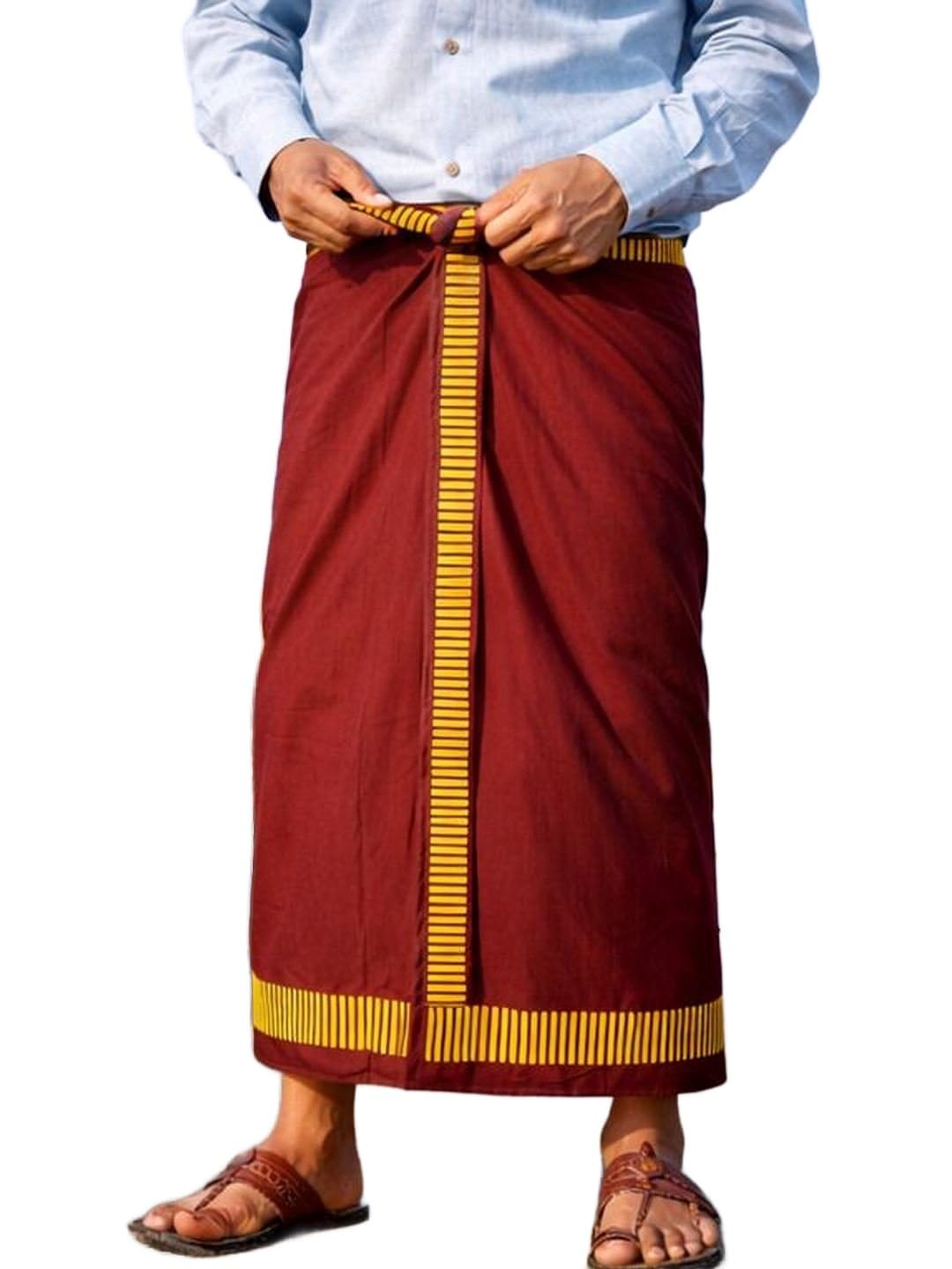 niira Kora Khadi Dhoti Lungi for Men | Traditional Veshti Pancha Wrap | Lightweight Ethnic Wear for Festivals, Ceremonies & Daily Comfort-picture-37