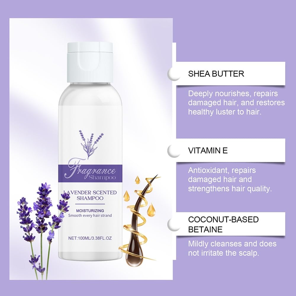 Shampoo nutriente for capelli alla fragranza di lavanda, detergente detergente delicato non irritante for ciocche luminose idratate e setose
