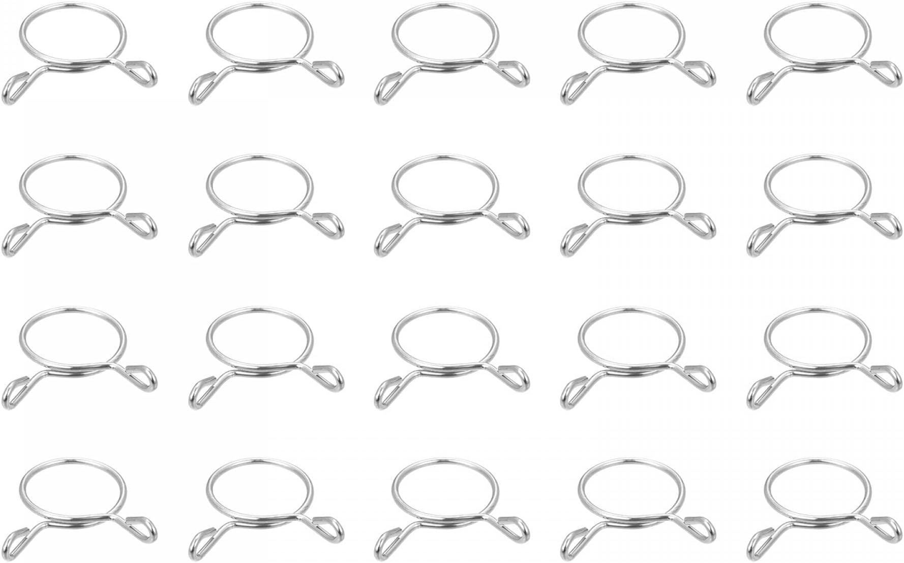 uxcell Fuel Line Hose Clips, 20pcs 23mm ID Fit 24.5-25mm OD Hose 304 Stainless Steel Water Pipe Air Tubing Spring Hose Clamps for Motorcycle Scooter