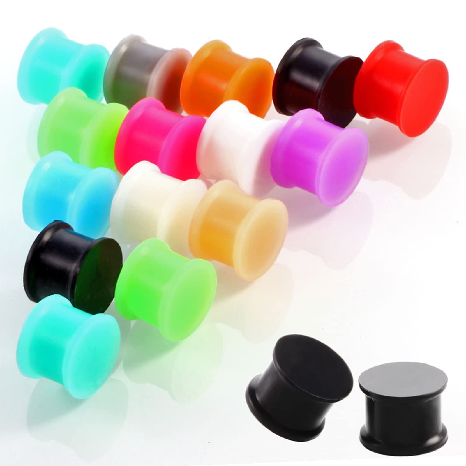 Ohr Plug Verschiedene Größen, Tunnel Set Silikon 24 Stücke Piercing Schmuck Double Flared Gemischte Runde Form