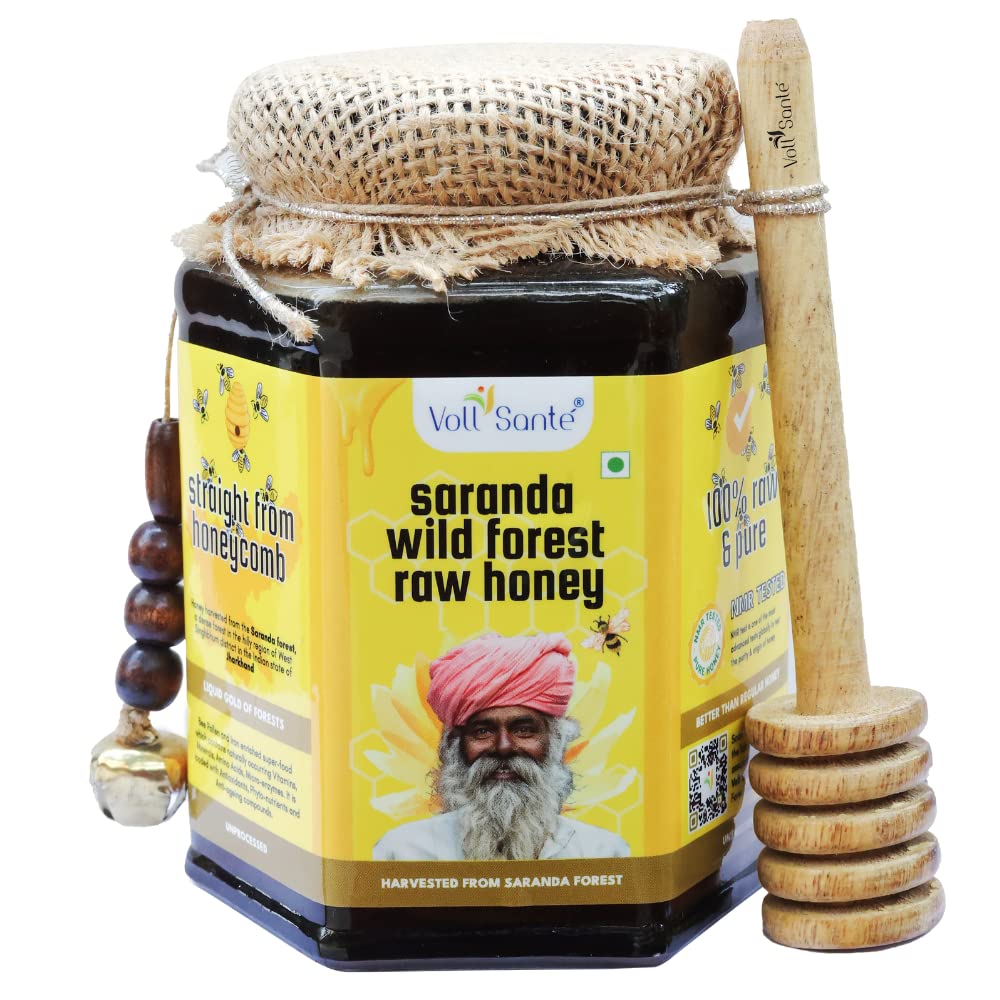 Voll Santé Saranda Wild Forest Raw Honey | NMR tested 100% Raw & Pure Honey | Unprocessed, Unpasteurized, Unheated & Unadulterated | 500gm Jar