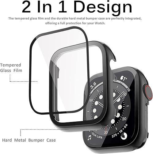 Miniatura 2 de Miimall Funda de metal compatible con Apple Watch de 1.654 pulgadas con protector de pantalla, ultra fina HD, transparente, a prueba de golpes, de