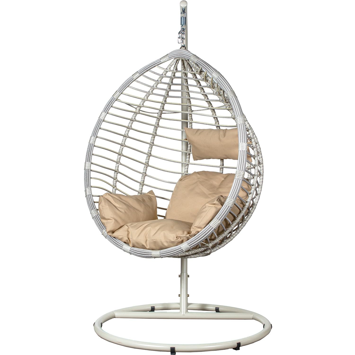 Fauteuil suspendu DRW en rotin blanc pour détente sur la terrasse