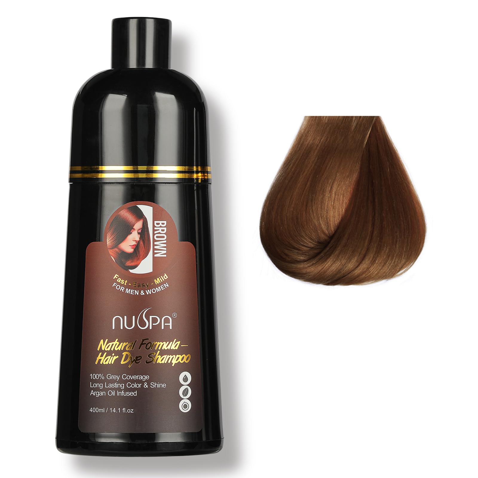 Black Hair Dye Shampoo Herbal Ingredients 3 in 1 High Coverage Argan Oil Infused Home Salon Hair Wash for Women Men White Hair Color Coverage
