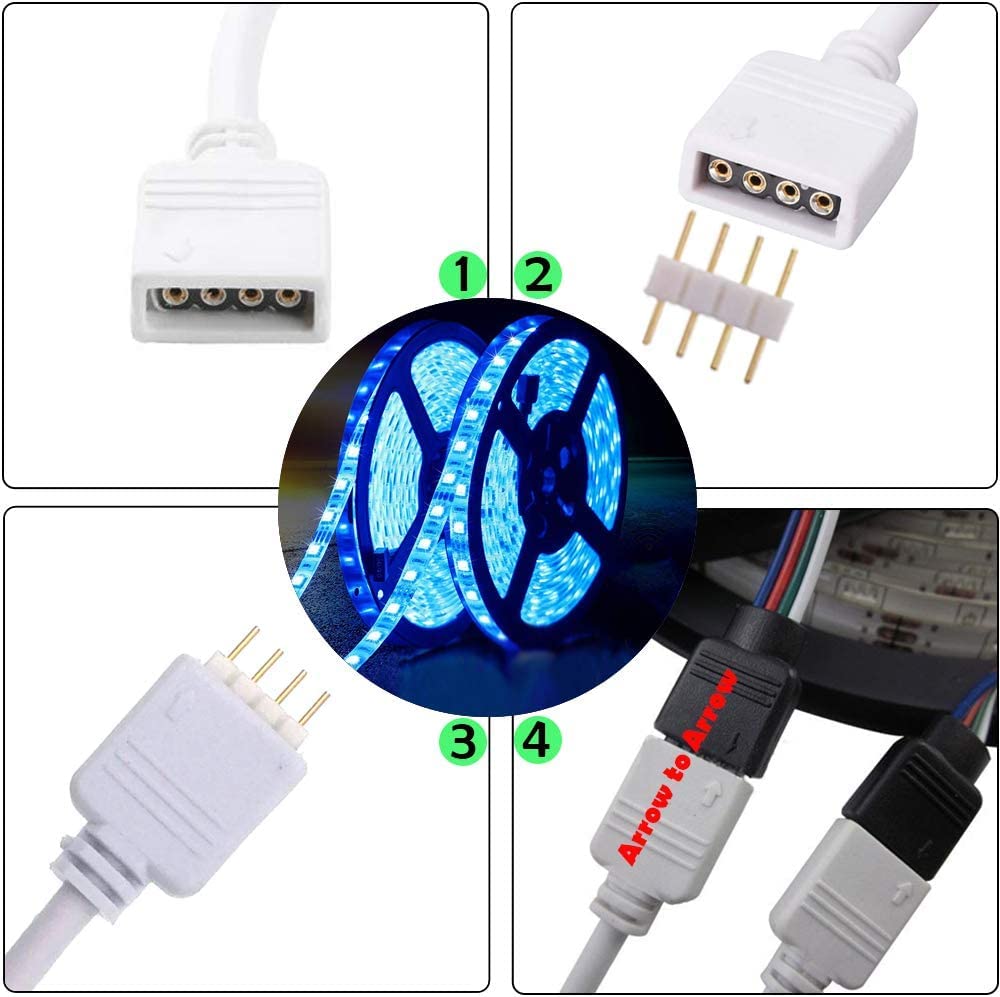 HUAZIZ Cable Extensión Tira LED RGB, Conector Cable 2 unidades de 5 m 4 pines, Cable Alargador para SMD 5050 3528 2835 RGB